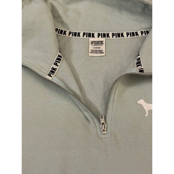 Victorias Secret Pink Quarter-Zip Pullover Sweatshirt Size S Teal - Picture 14 of 16